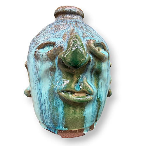 Ben Wilson 7" Face Jug w/Drip Glaze DP6392